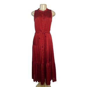 Banana Republic Womens Red Sleeveless Button-Front Maxi Dress Size 0- New